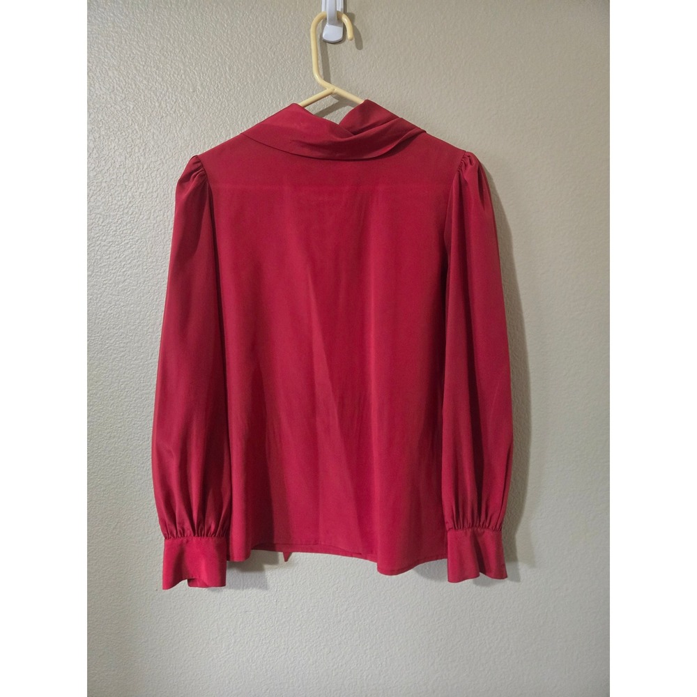 Gianna Bellini Vintage Red Tie Neck Blouse  Long Sleeve Top Size 8